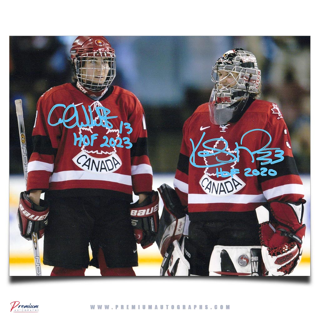 Caroline Ouellette & Kim St-Pierre Team Canada Signed 8x10 Photograph w/ HOF Inscriptions
