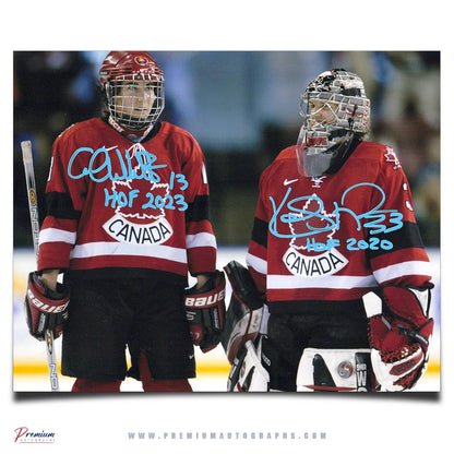 Caroline Ouellette & Kim St-Pierre Team Canada Signed 8x10 Photograph w/ HOF Inscriptions