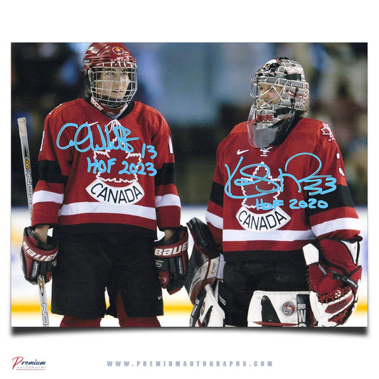 Caroline Ouellette &amp; Kim St-Pierre Team Canada Signed 8x10 Photograph w/ HOF Inscriptions