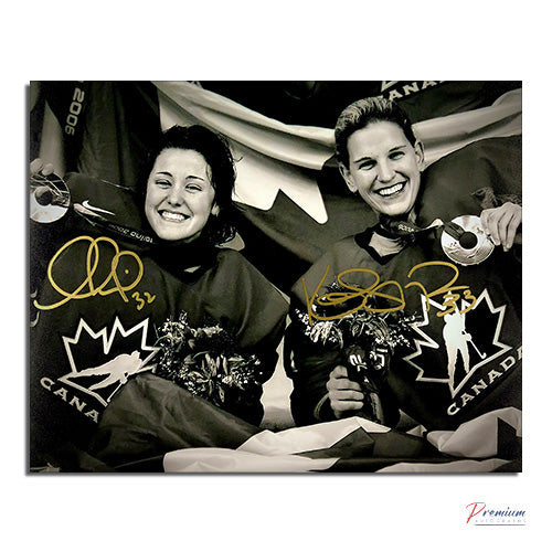 Charline Labonte & Kim St-Pierre Team Canada Signed 8x10 Photograph Olympic Gold Medals