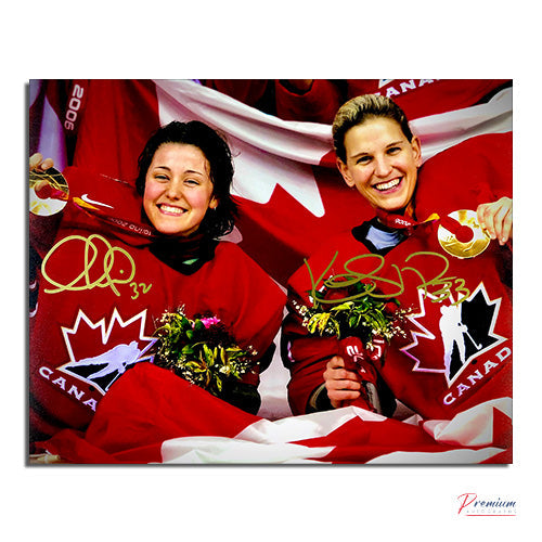 Charline Labonte & Kim St-Pierre Team Canada Signed 8x10 Photograph Gold Medal Celebration