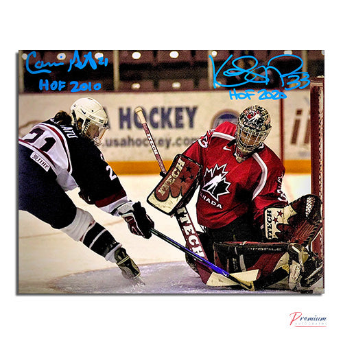 Cammi Granato & Kim St-Pierre Team Canada & USA Signed 8x10 Photograph Rivals w/ HOF Inscriptions