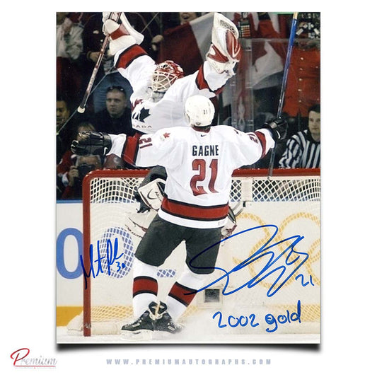 Martin Brodeur & Simon Gagne Team Canada Autographed 8x10 Gold Medal Celebration