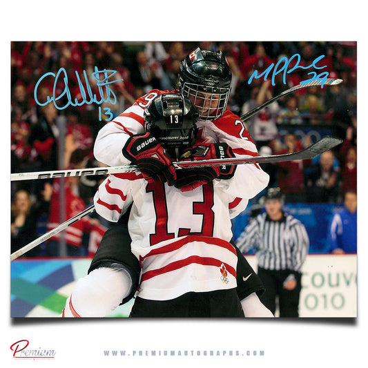 Caroline Ouellette & Marie-Philip Poulin Team Canada Autographed 8x10 Photograph Goal Celebration
