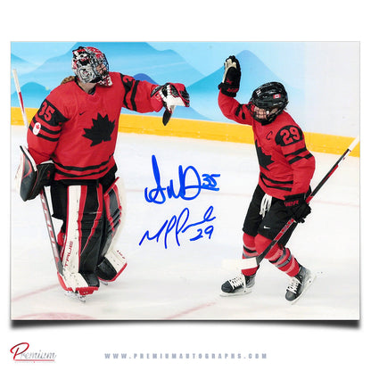 Ann-Renee Desbiens & Marie-Philip Poulin Team Canada Autographed 8x10 Photograph Teammates Celebration
