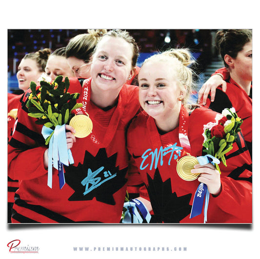 Ashton Bell & Emma Maltais Team Canada Autographed 8x10 Photograph Gold Medal Celebration