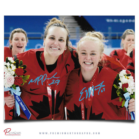 Marie-Philip Poulin & Emma Maltais Team Canada Autographed 8x10 Photograph Gold Medal Celebration