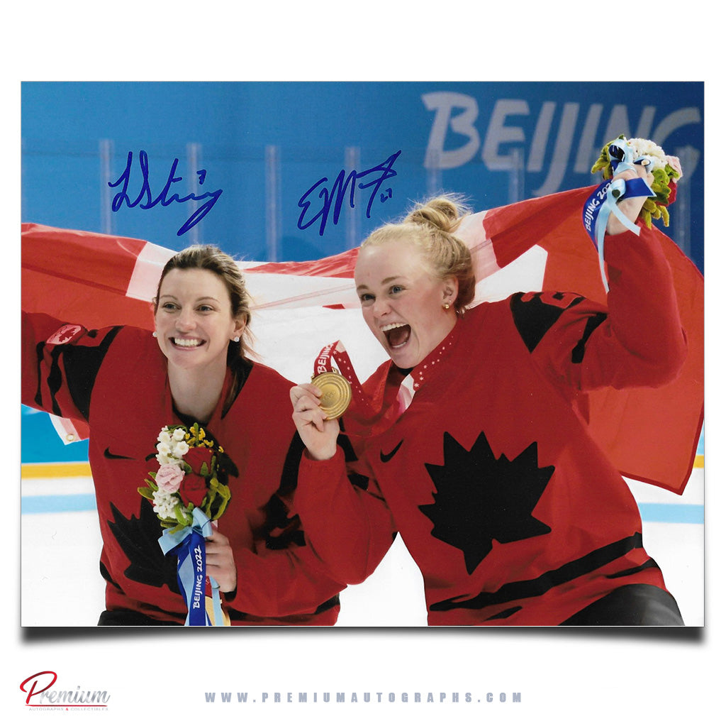 Laura Stacey & Emma Maltais Team Canada Autographed 8x10 Photograph Gold Medal Celebration