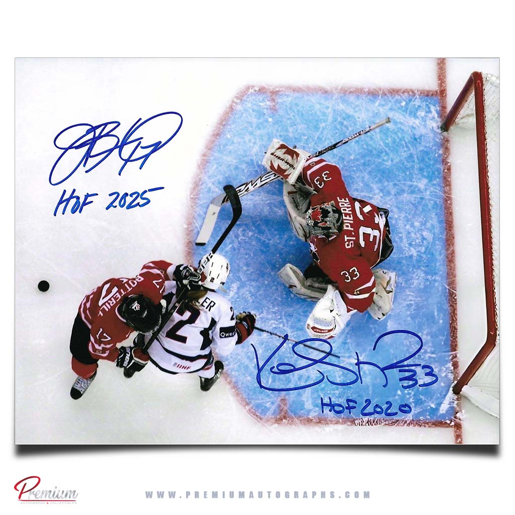 Jennifer Botterill & Kim St. Pierre Team Canada  Autographed 8x10 Photograph c/ HOF Inscriptions