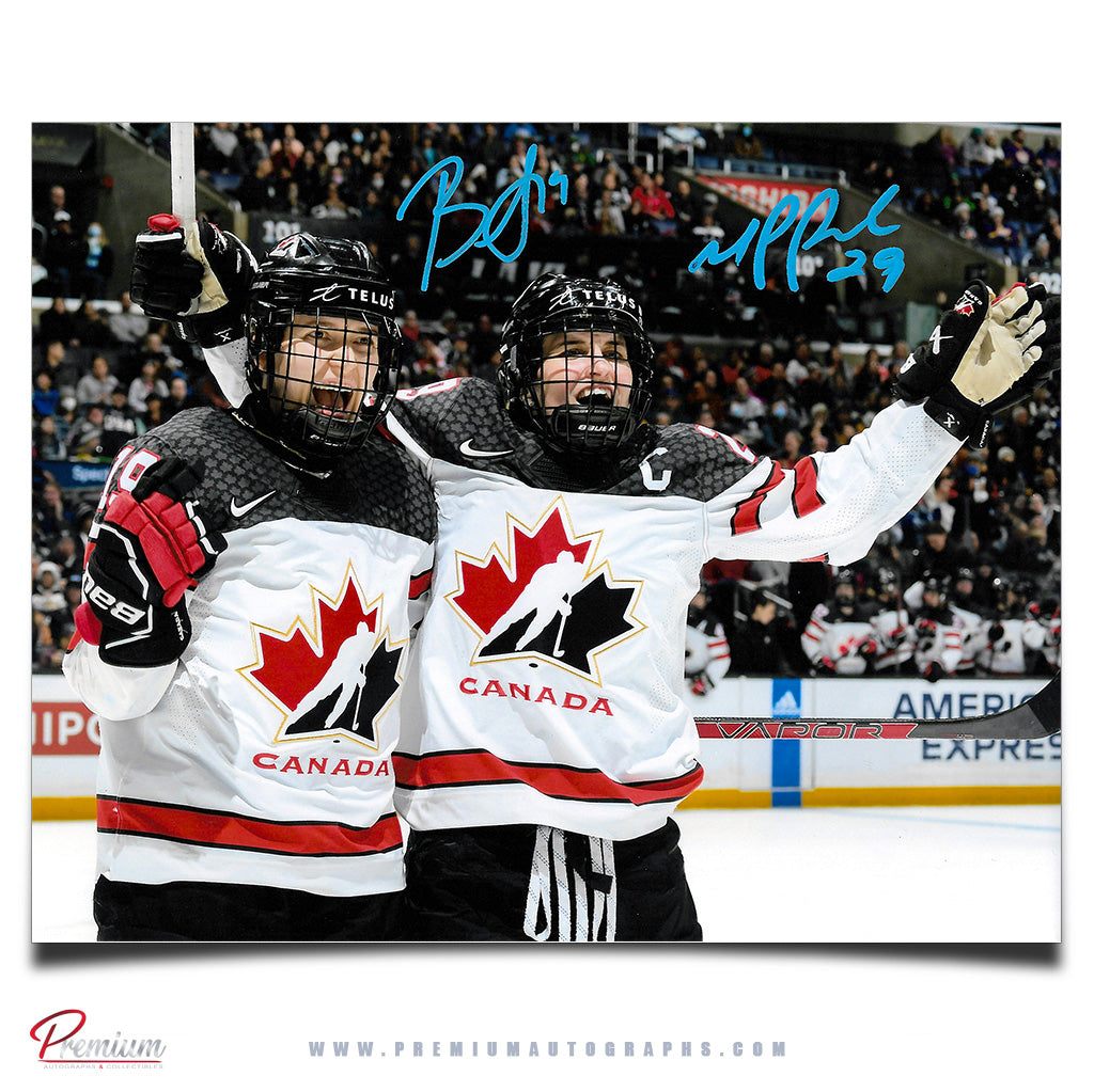Brianne Jenner & Marie Philip Poulin Team Canada Autographed 8x10 Photograph Celebration