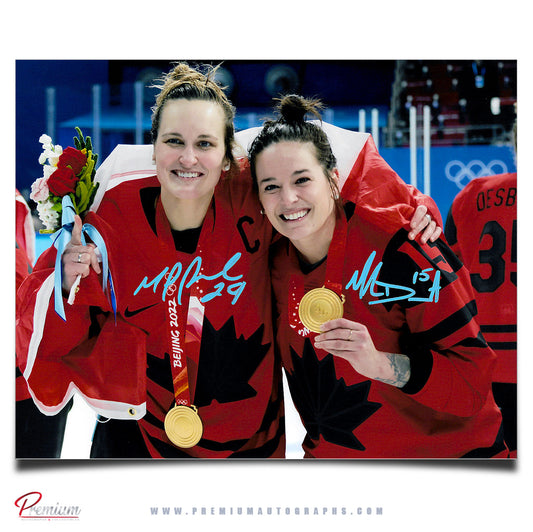 Marie-Philip Poulin & Meodie Daoust Team Canada Autographed 8x10 Photograph Gold Medal Celebration