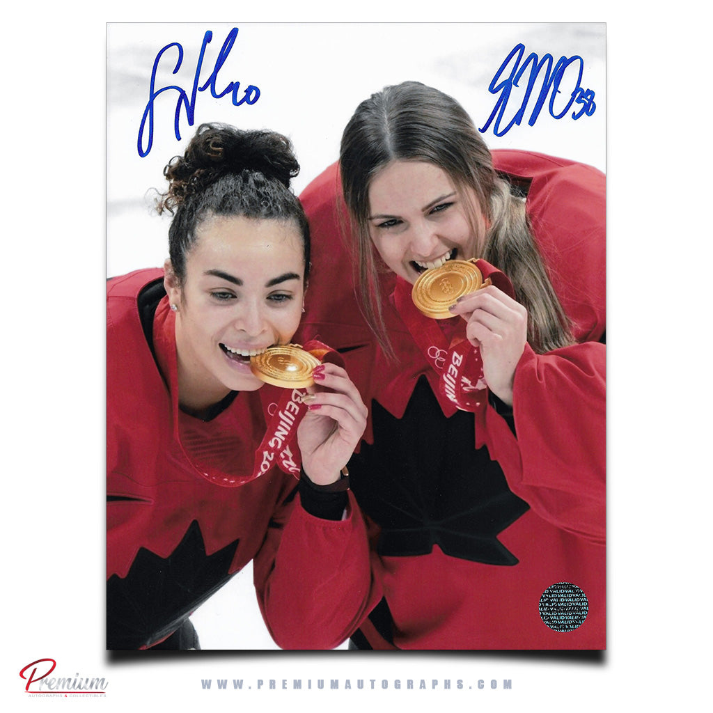 Sarah Nurse & Emerance Maschmeyer Team Canada Autographeded 8x10 Gold Medal Celebration