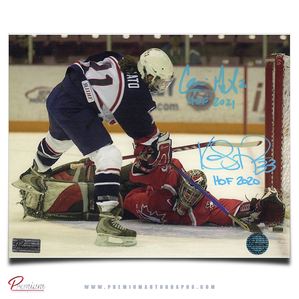 Cami Granato & Kim St. Pierre Team USA Vs. Team Canada Autographed 8x10 Photograph Great Save! w/ HOF Inscriptions