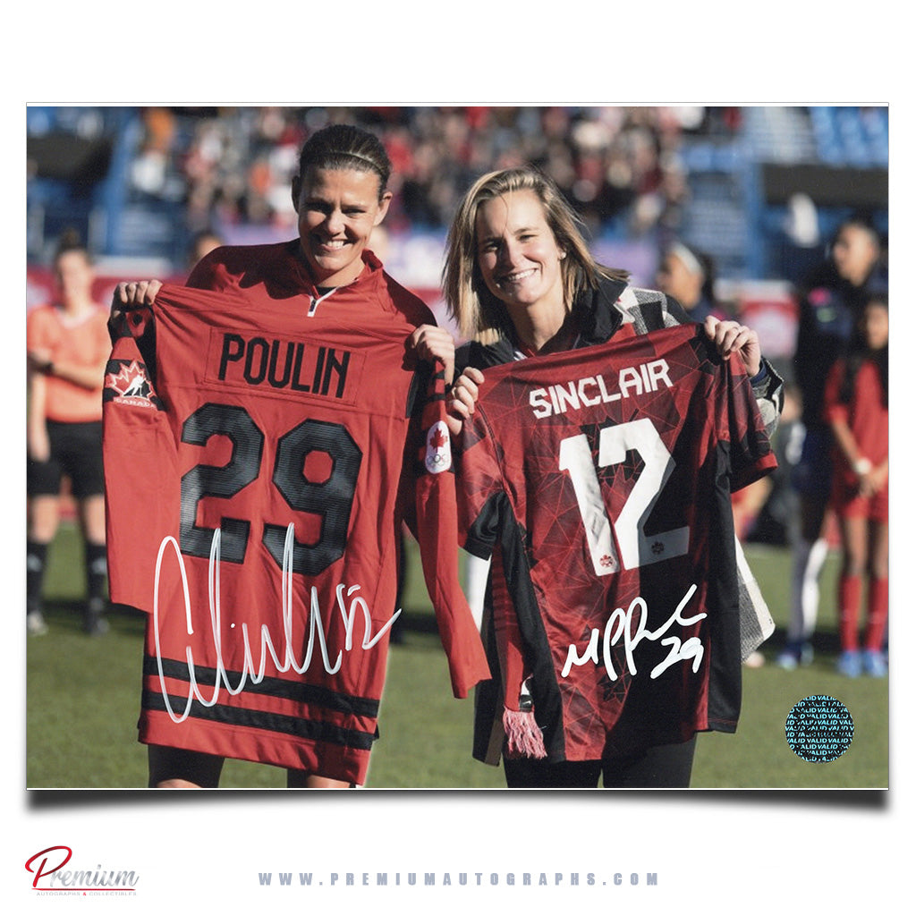Christine Sinclair & Marie-Philip Poulin Team Canada Autographed 8x10 Photograph Jersey Swap