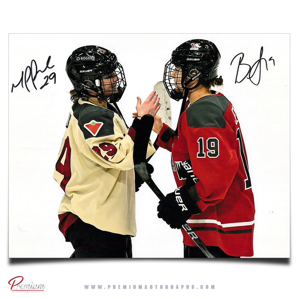 Marie-Philip Poulin & Brianne Jenner Montreal Victoire Vs. Ottawa Charge Autographed PWHL 8x10 Photograph Hand Shake