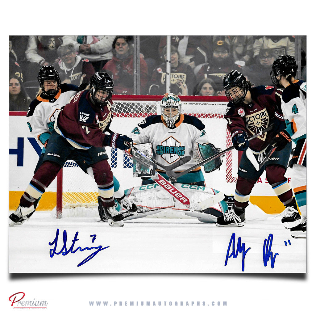 Laura Stacey & Abby Roque Montreal Victoire PWHL Autographed 8x10 Photograph Battle Vs. Sirens