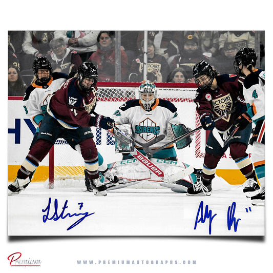 Laura Stacey & Abby Roque Montreal Victoire PWHL Autographed 8x10 Photograph Battle Vs. Sirens