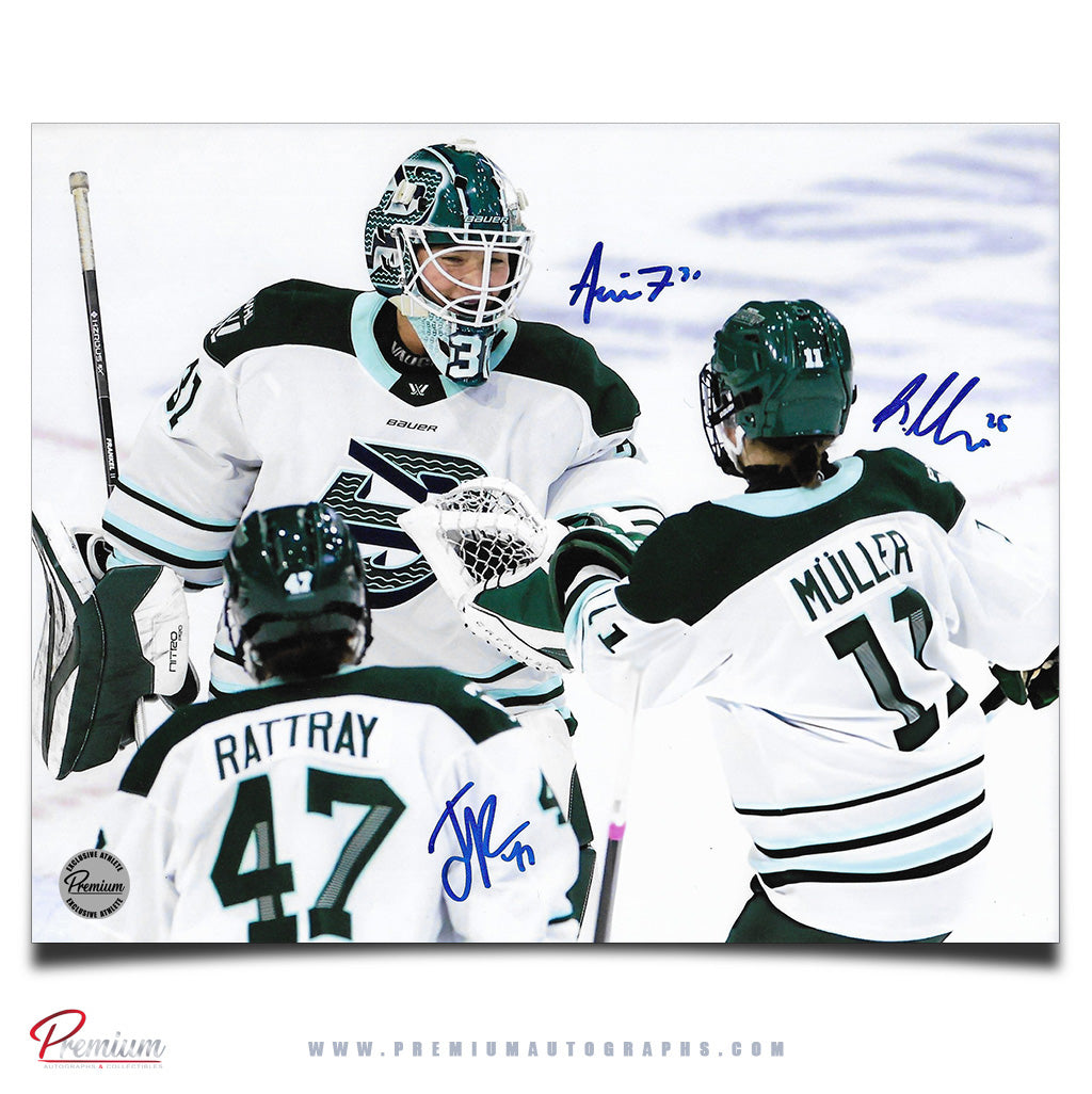 Aerin Franke, Alina Muller & Jamie Lee Rattray  Boston Fleet PWHL Autographed 8x10 Photograph Celebration