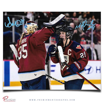 Ann-Renee Desbiens & Marie-Philip Poulin Montreal Victoire PWHL Autographed 8x10 Photograph Celebration