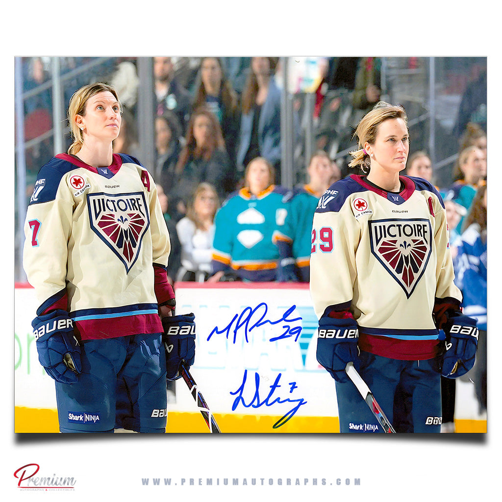 Laura Stacey & Marie-Philip Poulin Montreal Victoire PWHL Autographed 8x10 Photograph 2025-26 Walter Cup Celebration On Ice