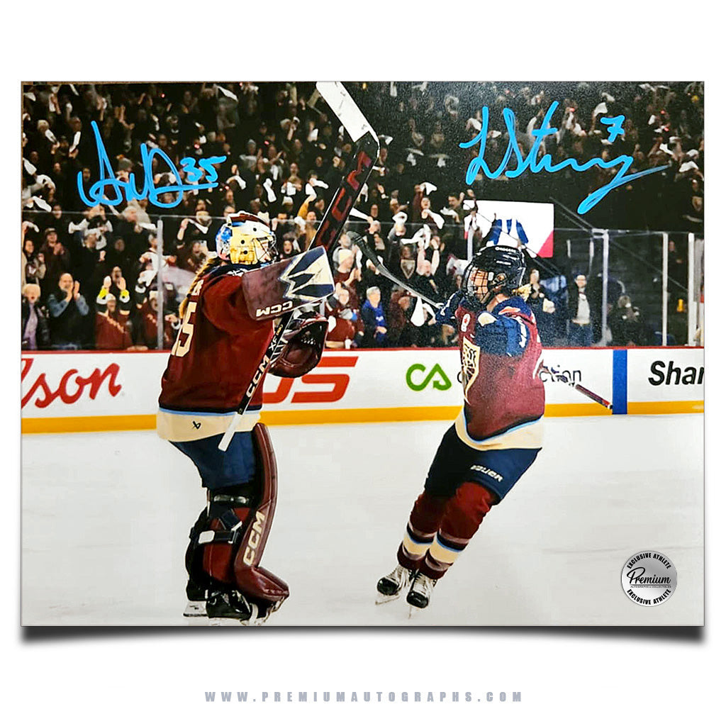 Ann-Renee Desbiens & Laura Stacey Montreal Victoire PWHL Signed 8x10 Photograph Celebration