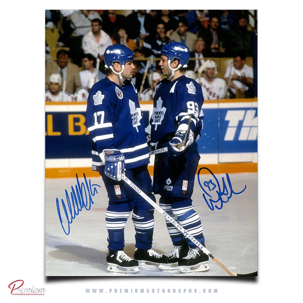 Wendel Clark & Doug Gilmour Toronto Maple Leafs Autographed 8x10 Photograph On Ice Discussion