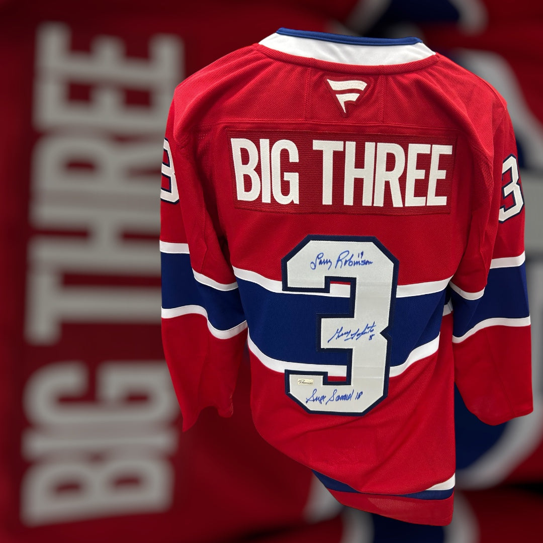 The Big Three Larry Robinson, Guy Lapointe & Serge Savard Montreal Canadiens Fanatics Autographed Jersey