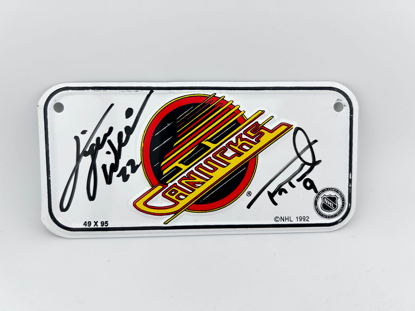 Tiger Williams & Tony Tanti Autographed Vancouver Canucks Mini License Plate