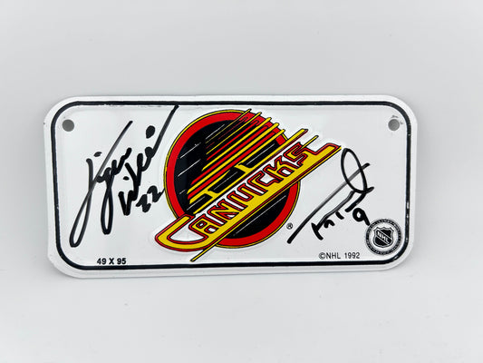 Tiger Williams & Tony Tanti Autographed Vancouver Canucks Mini License Plate