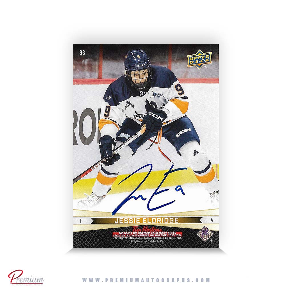 Marie-Philip Poulin & Jessie Eldrige  PWHL Dual Autographed 23-24 Upper Deck  Tim Hortons Hockey Card #93