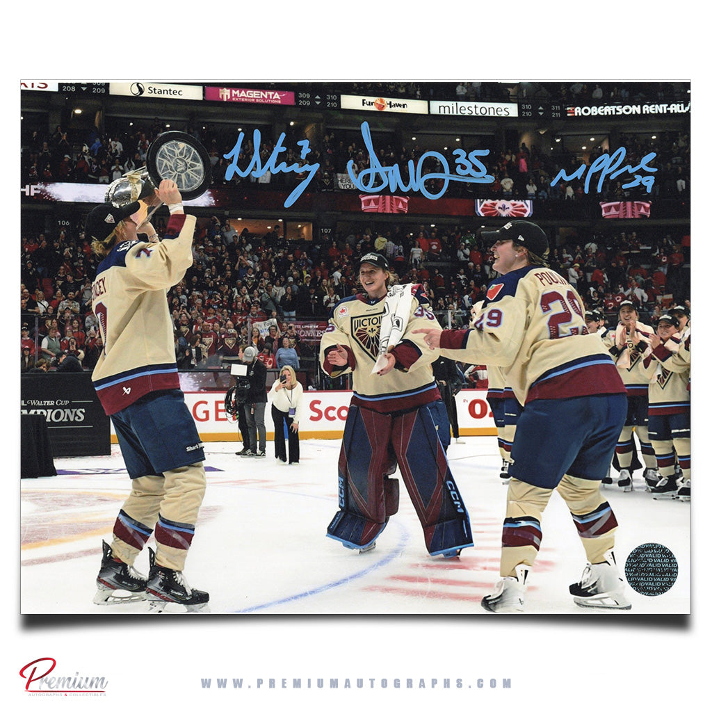 Laura Stacey, Ann-Renee Desbiens & Marie-Philip Poulin Montreal Victoire Autographed 8x10 Photograph 2026 Walter Cup Champs Celebration