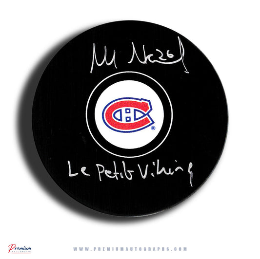 Mats Naslund Montreal Canadiens Signed Puck w/ Le Petit Viking Inscription