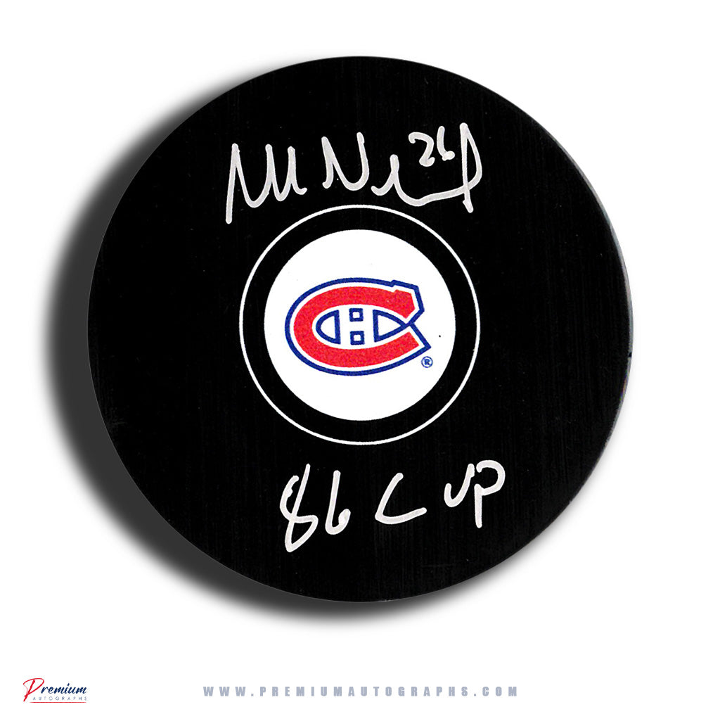 Mats Naslund Montreal Canadiens Signed Puck w/ 86 Cup Inscription