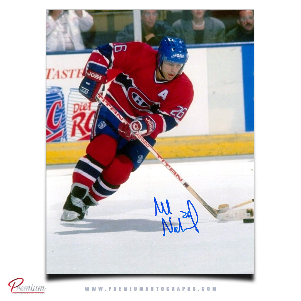 Mats Naslund Montreal Canadiens Signed 8x10 Photograph Battling for Puck