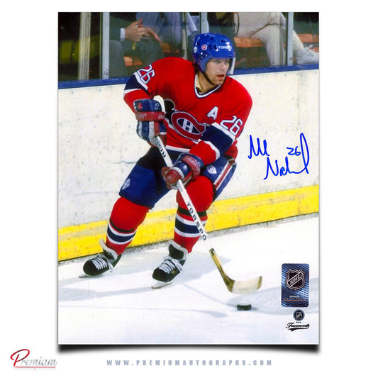 Mats Naslund Montreal Canadiens Signed 8x10 Photograph with the Puck (1)