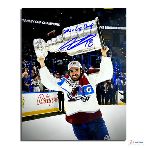 Alex Newhook Colorado Avalanche Signed 8x10 Photograph Stanley Cup Celebration w/ 2022 Cup Champ Inscription