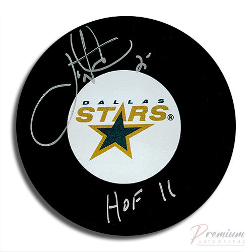 Joe Nieuwendyk Dallas Stars Signed Puck w/ HOF 11 Inscription