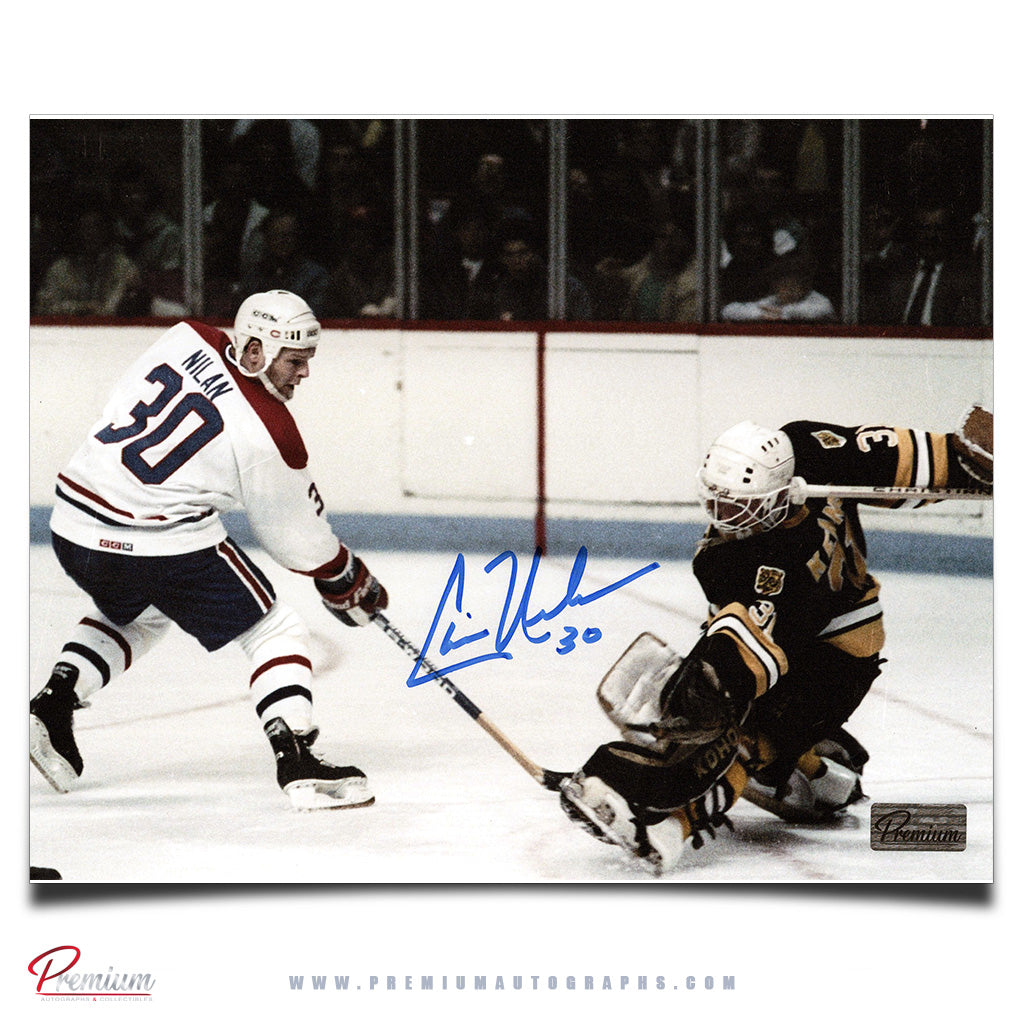 Chris Nilan Montreal Canadiens Autographed 8x10 Photograph Vs. The Bruins