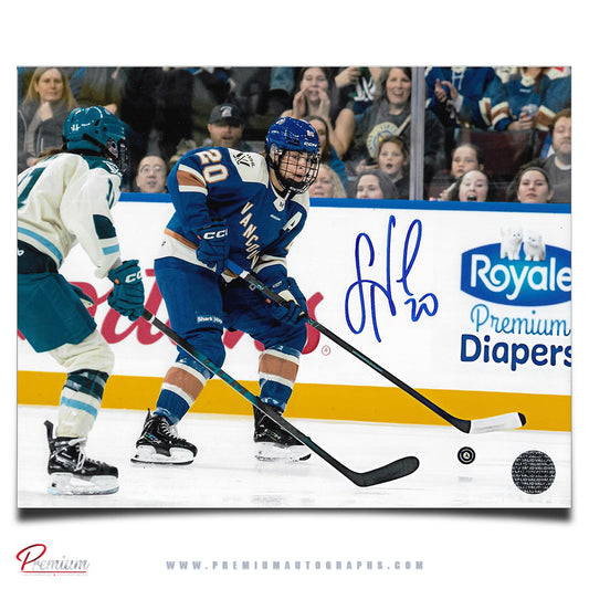 Sarah Nurse Vancouver Goldeneyes Autographed 8x10 Photograph with the Puck