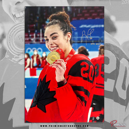 Sarah Nurse Team Canada Signed 29"x26" Canvas Goal Medal Celebration w/ 2022 Gold Inscription