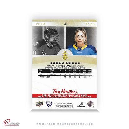 Sarah Nurse Toronto Sceptres Autographed 25-26 Upper Deck PWHL Tim Hortons Hockey Card #76