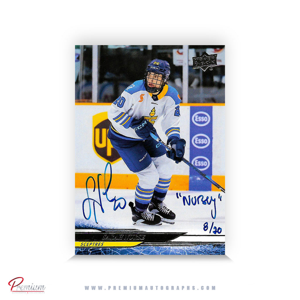 Sarah Nurse Toronto Sceptres Autographed 2024-25 Upper Deck PWHL Hockey Card #42 Ltd. /20 Nicknames Edition w/ "Nursey" Inscription
