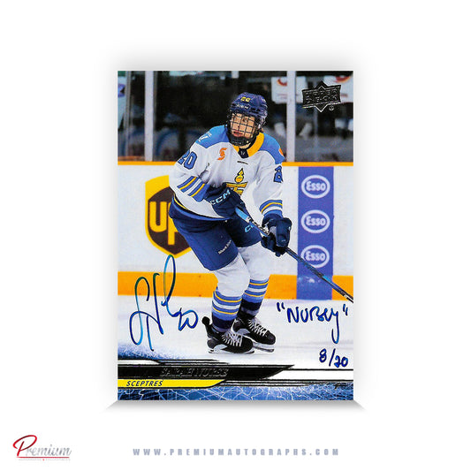Sarah Nurse Toronto Sceptres Autographed 2024-25 Upper Deck PWHL Hockey Card #42 Ltd. /20 Nicknames Edition w/ "Nursey" Inscription