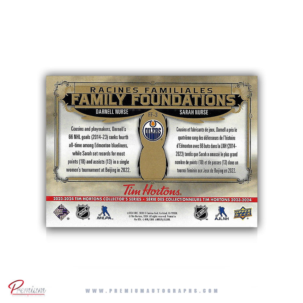 Sarah Nurse Toronto Sceptres Autographed 2024-25 Upper Deck Tim Hortons Family Foundations Card #FF-3