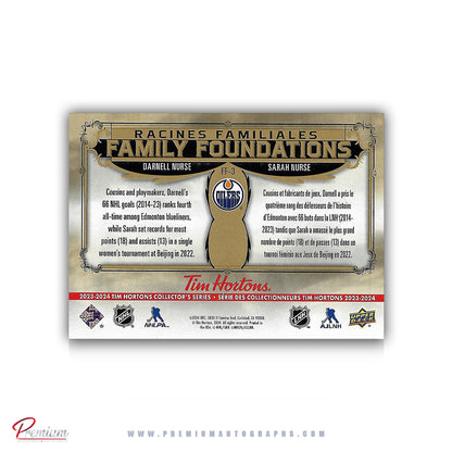 Sarah Nurse Toronto Sceptres Autographed 2024-25 Upper Deck Tim Hortons Family Foundations Card #FF-3