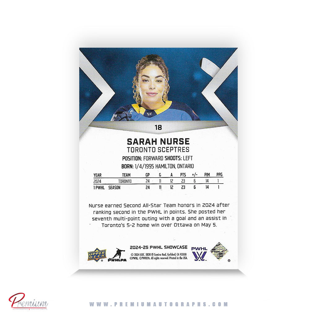 Sarah Nurse Toronto Sceptres Autographed 2024-25 Upper Deck PWHL Hockey Card #18