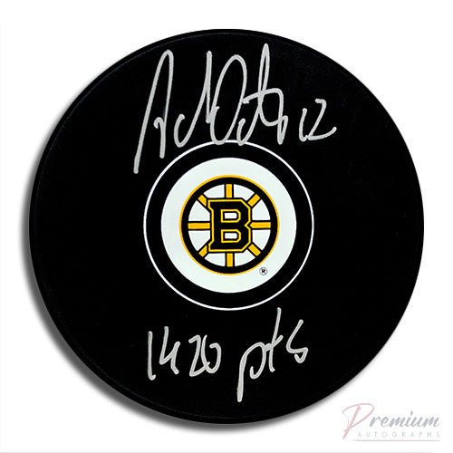 Adam Oates Boston Bruins Signed Puck w/ 1420 Pts Inscription