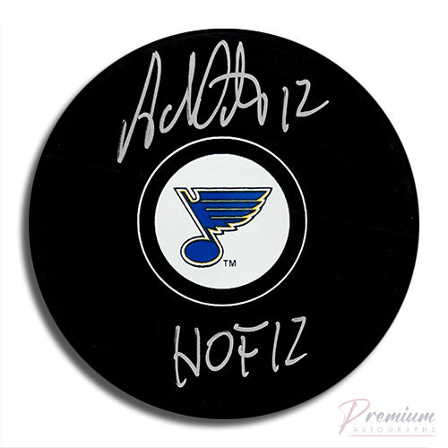 Adam Oates St-Louis Blues Signed Puck w/ HOF 2012 Inscription