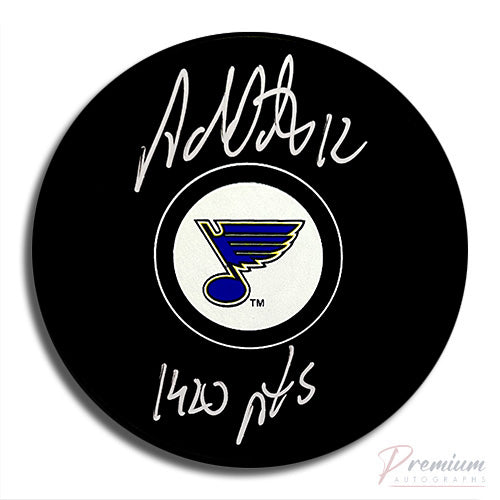 Adam Oates St-Louis Blues Signed Puck w/ 1420 Pts Inscription