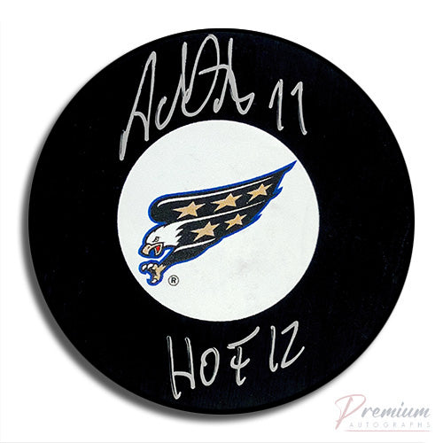 Adam Oates Washington Capitals Signed Puck w/ HOF 2012 Inscription